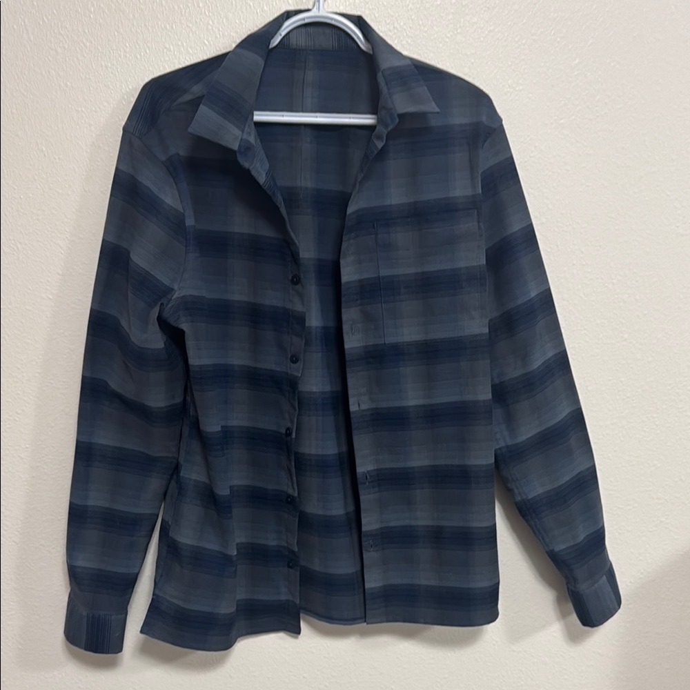 Blue Plaid Button-Up Shirt